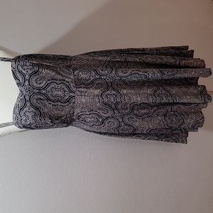 TORRID M/L PAISLEY BLUE GREY BANDANA PRINT CASUAL BOHEMIAN MINIMALIST MIDI DRESS